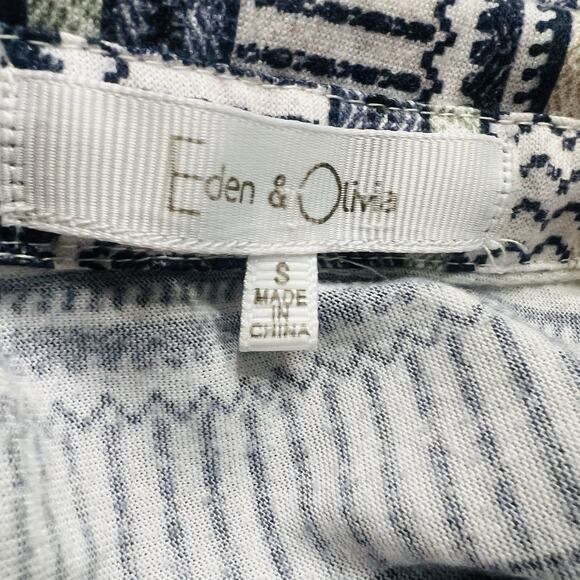 Eden & Olivia Top Women’s M Button Front Striped White Blue Sleeveless (A0132) - Picture 5 of 6